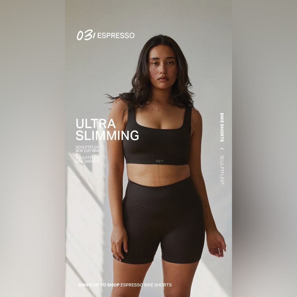 SET Active • SCULPTFLEX® Brown Power Box Cut Ribbed Bra